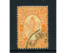 1882/85 - BULGARIA - 3 s. ARANCIO - USATO - LOTTO/27101