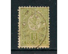 1889/96 - BULGARIA - 5 s. VERDE GIALLO STEMMA - USATO - LOTTO/27111