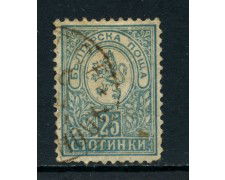 1889/96 - BULGARIA - 25 s. AZZURRO GRIGIO STEMMA - USATO - LOTTO/27115
