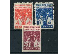 1945 - BULGARIA - CONGRESSO PANSLAVO 3v. - TRACCIA DI LINGUELLA - LOTTO/27143