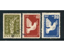1947 - BULGARIA - SERIE DELLA PACE 3v. - USATI - LOTTO/27147