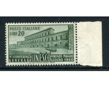 1950 - REPUBBLICA - 20 LIRE UNESCO - NUOVO - LOTTO/27163