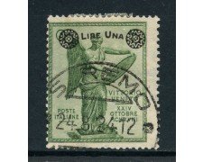 1924 - REGNO - 1 LIRA SU 5c. VERDE  VITTORIA - USATO - LOTTO/28110