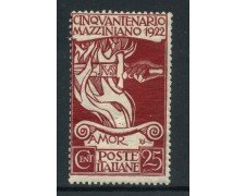 1922 - REGNO - 25 c. GIUSEPPE MAZZINI - LING - LOTTO/28429