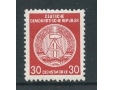 1954 - GERMANIA DDR - SERVIZIO - 30p. ROSSO BRUNO STEMMA - NUOVO - LOTTO/28655