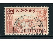 1952 - ETHIOPIA - 25c. RITORNO DALL'ERITREA - USATO - LOTTO/28698
