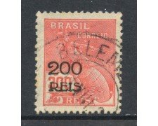 1933 - BRASILE - SOPRASTAMPATO 200 SU 300r. ROSA - USATO - LOTTO/28875