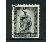 1949 - LOTTO/6079Uc - REPUBBLICA - 20 Lire MONUMENTO A MAZZINI - USATO