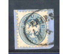 1863 - LOTTO/AUS30UF - AUSTRIA - 10 k. AZZURRO SU FRAMMENTO