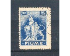 1919 - LOTTO/FIU38U - FIUME - 25c. AZZURRO USATO