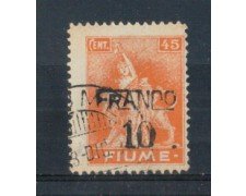 1919 - LOTTO/FIU79U - FIUME - 10c. SU 45c. ARANCIO USATO
