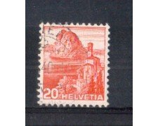 1938 - LOTTO/SVI312AU - SVIZZERA - 20c. CHIESA DI CASTAGNOLA CARTA  GOFFRATA - USATO