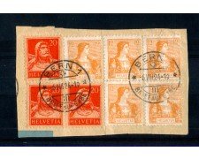 1924 - LOTTO/10592 - SVIZZERA - 12cent. GIALLO ARANCIO SU FRAMMENTO DI BUSTA