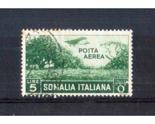 1936 - LOTTO/10654U - SOMALIA ITALIANA  - 5 LIRE POSTA AEREA PITTORICA - USATO