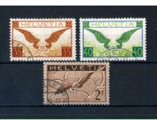 1929 - LBF/2835B  - SVIZZERA - POSTA AEREA 3v. USATI
