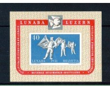 1951 - LOTTO/10627L - SVIZZERA - ESPOSIZIONE FILATELICA LUNABA - FOGLIETTO LING.