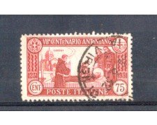 1931 - LOTTO/10707 - REGNO - 75 Cent. S.ANTONIO  DENTELLATURA 12 - USATO