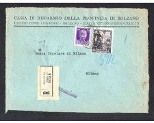 BOLZANO - LOTTO/10896 - REGNO - FRONTESPIZIO DI BUSTA PER MILANO