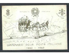 1962 - LBF/3503 - REPUBBLICA - CENTENARIO POSTE ITALIANE DILIGENZA POSTALE - CARTOLINA