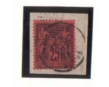 1877 - LBF/2281 -  FRANCIA - 25c. NERO SU ROSSO - USATO