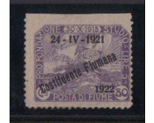 1922 - LOTTO/2196  -FIUME - 80c. COSTITUENTE FIUMANA VARIETA'