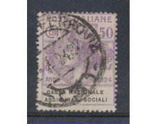 1924 - LOTTO/REGSS28UA - REGNO - 50c. CASSA ASS. SOCIALI - USATO