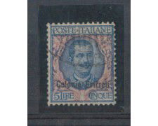 1903 - LOTTO/ERIT29U - ERITREA -  5 LIRE AZZURRO ROSA - USATO
