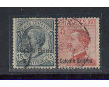 1918 - LOTTO/ERIT48CPU - ERITREA - 15 e 60c. SOPRASTAMPATI - USATI