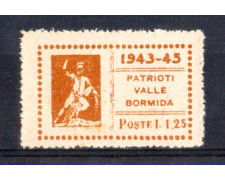 VALLEBORMIDA - 1945 - LOTTO/799C - 1,25c. GIALLO ARANCIO TESEO