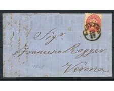 1865 - LOMBARDO VENETO  - LOTTO/30284 - 5 Soldi ROSA SU BUSTA DA LEGNAGO A VERONA - 