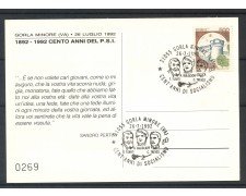 1992 - REPUBBLICA - GORLA MINORE (VA) - CENTO ANNI DI SOCIALISMO - CARTOLINA - LOTTO/30532