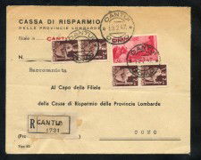 1947 - REPUBBLICA - BUSTA RACCOMANDATA DA CANTU' A COMO - LOTTO/30307