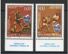 1998 - JUGOSLAVIA - MONDIALI DI CALCIO IN FRANCIA 2v. - NUOVI - LOTTO/35488