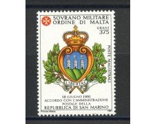 1991 - SOVRANO MILITARE DI MALTA - LOTTO/39295 -  CONVENZIONE CON S.MARINO - NUOVO