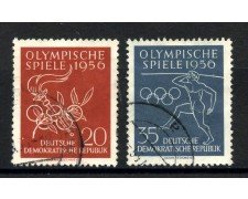 1956 - GERMANIA DDR - OLIMPIADI DI MELBOURNE 2v. - USATI - LOTTO/36112U
