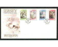 1991 - JERSEY - LOTTO/41763 - NATALE PETER PAN  4v. - BUSTA FDC