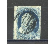 1851/56 - STATI UNITI - LOTTO/40796 - 1 Cent. AZZURRO SCURO B.FRANKLIN - USATO