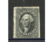 1851/56 - STATI UNITI - LOTTO/40797 - 12 Cent. NERO  G.WASHINGTON - USATO