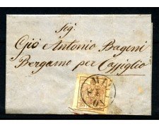 1858 - LOMBARDO VENETO - LOTTO/41034 - 30 CENTESIMI SU PIEGHEVOLE DA MILANO A CASSIGLIO