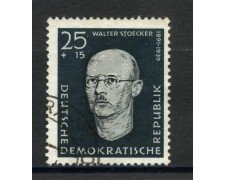 1958 - GERMANIA DDR - 25+15p. WALTER STOECKER - USATO - LOTTO/36151