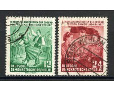 1954 - GERMANIA DDR - MEETING GIOVENTU' 2v. - USATI - LOTTO/36100