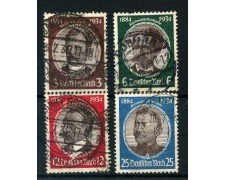 1934 - GERMANIA REICH - CINQUANTENARIO COLONIE TEDESCHE 4v. - USATI - LOTTO/4056