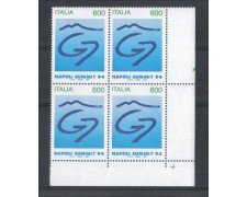 1994 - LOTTO/7049Q - REPUBBLICA - VERTICE G7 - QUARTINA
