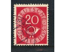1951 - GERMANIA - 20p. ROSSO CORNO DI POSTA - USATO - LOTTO/30768