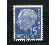 1954 - GERMANIA FEDERALE - 15p. PRESIDENTE HEUSS - USATO - LOTTO/30782U