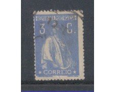 1917 - LOTTO/9666EAU - PORTOGALLO - 3c. OLTREMARE - USATO