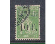 1928 - LOTTO/9682FU - PORTOGALLO - 10c. SU 4c. VERDE - USATO