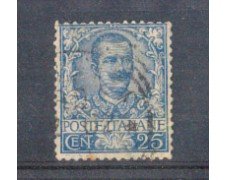 1901 - LOTTO/REG73U - REGNO - 25c. AZZURRO FLOREALE - USATO