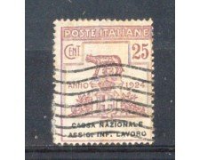 1924 - LOTTO/REGSS19U - REGNO - 25c. CASSA INF. LAVORO - USATO