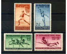 1938 - JUGOSLAVIA -  IX° GIOCHI BALCANICI 4v. - LINGUELLATI - LOTTO/33728